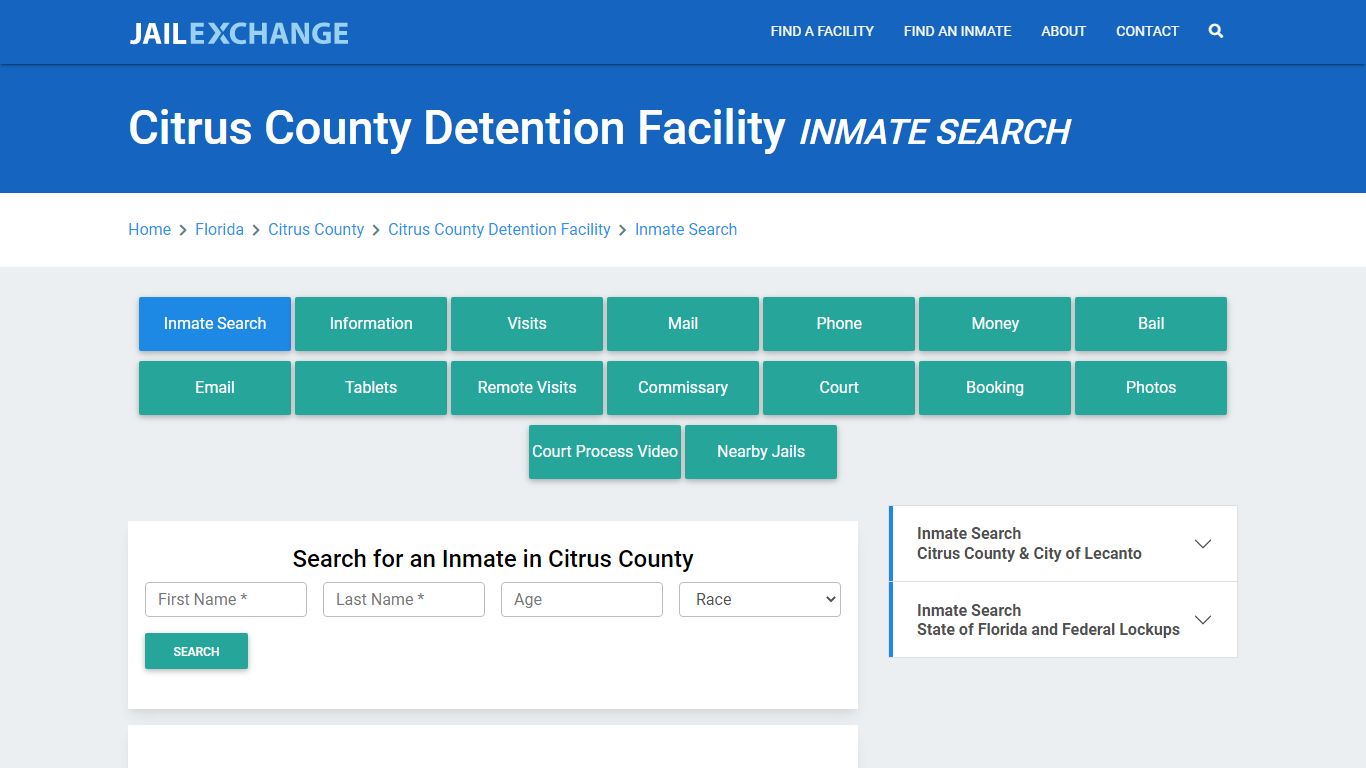 Citrus County Detention Facility Inmate Search - Jail Exchange