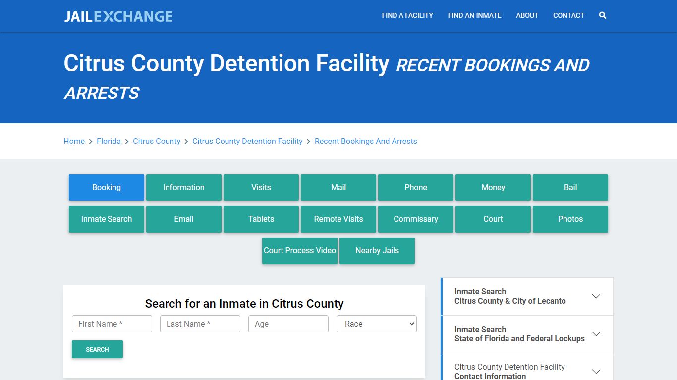 Citrus County Detention Facility Recent Bookings And Arrests